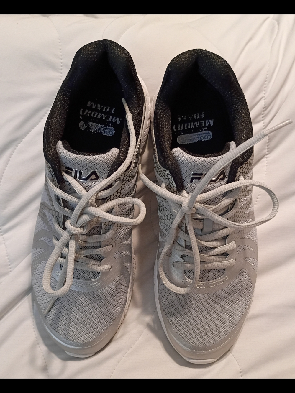 Women's FILA Memory Finition Gray/Black/Silver Running Shoes Size 8.5